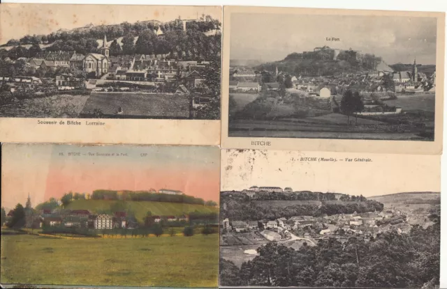 Lot of 4 Antique Old Postcards BITCHE MOSELLE 2
