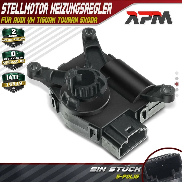 Moteur Clapet Recirculation Air 1K0907511C - Compatible VW/Audi 2004-2013, Noir, 5 Broches - Remplacement Direct