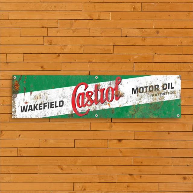 Castrol Car Logo Vintage Style PVC Banner - Garage Workshop Mancave Retro Sign