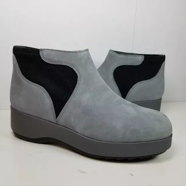 Camper Dessa gray suede ankle boots pull-on black gore inserts sz 8 new