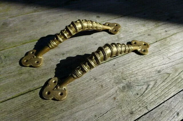 Vintage solid brass decorative pull door handle project replacement 12-01