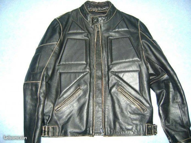 Veste En Cuir Véritable PULL & BEAR Homme - Taille M Noire - Occasion Très Bon État