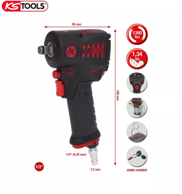 KS Tools - Mini clé à rochet pneumatique 1/4'' slimPOWER