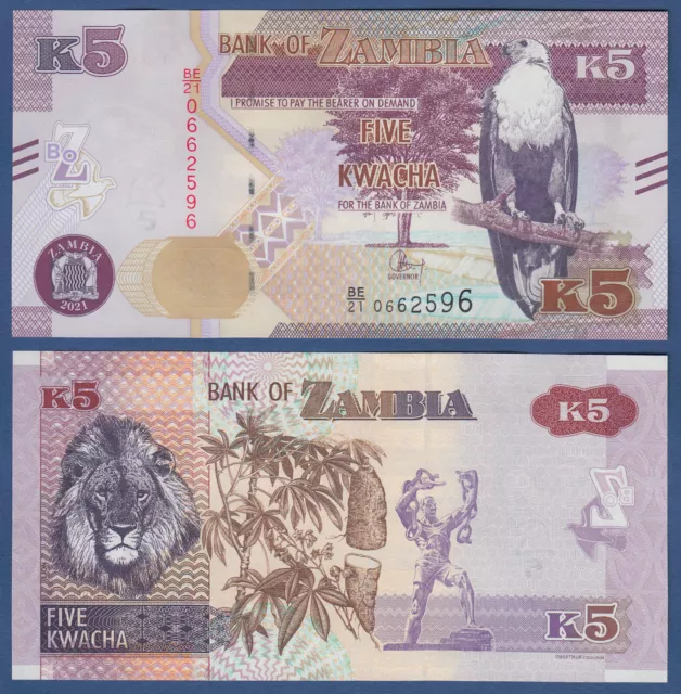 SAMBIA / ZAMBIA 5 Kwacha 2021  UNC  P. NEW