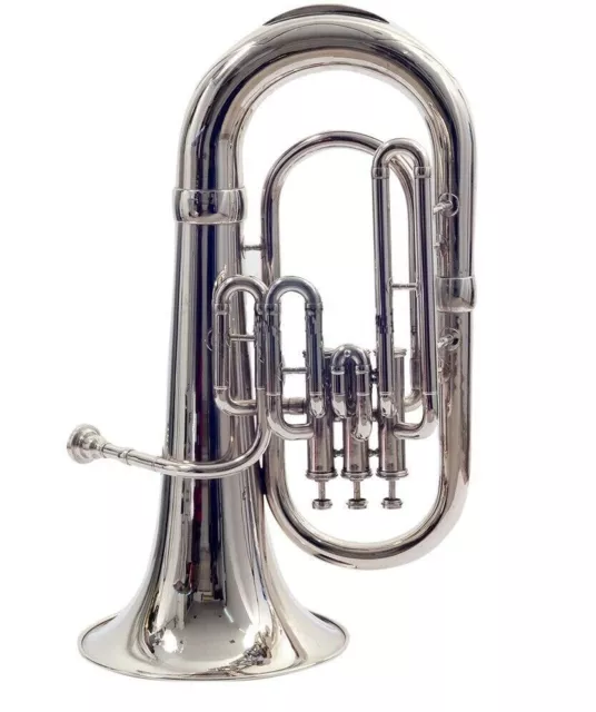 Euphonium 3 Valve Bb Pitch With Including Mouthpiece & Carry Case Gloves(Silver)