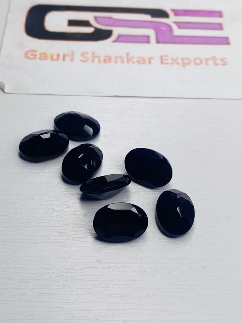 Perles En Onyx Noir Ovale Facetté 14x10 Mm - Lot De 2 Pièces - Pour Création Bijoux