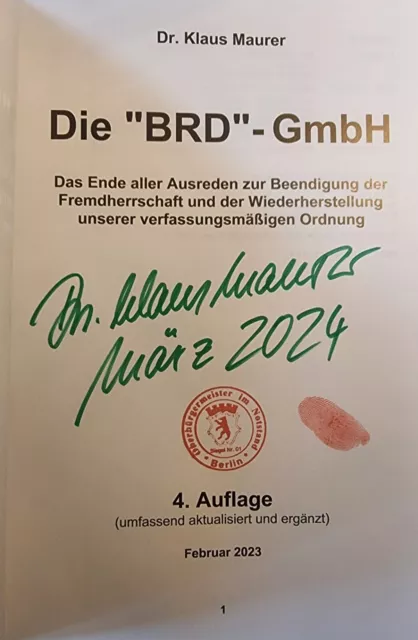 Die BRD-GmbH NEU 4. Aufl. 2023 v. Dr. Klaus Maurer signiert + Echtheitsmerkmale 2