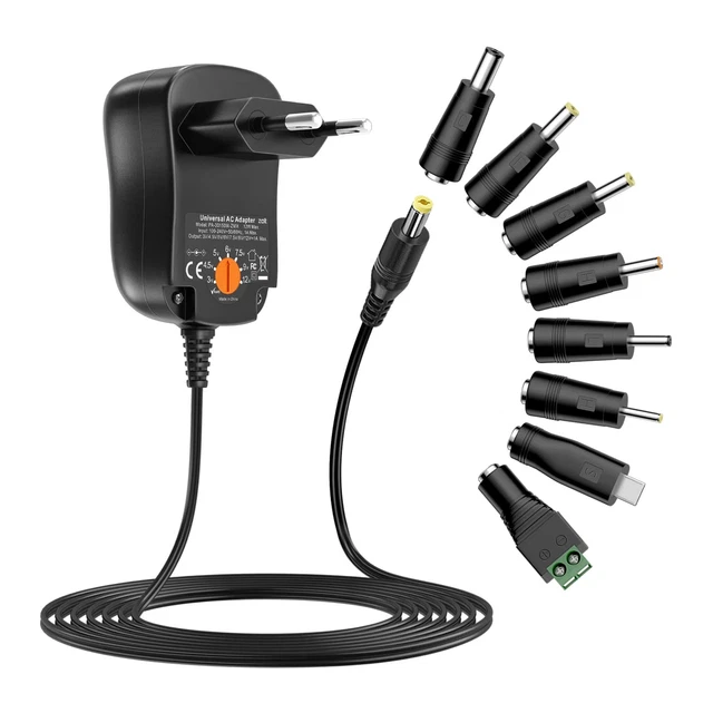 Alimentatore Universale AC DC 3V 4,5V 5V 6V 7,5V 9V 12V 30W Porta USB, Per Dispositivi Elettronici Domestici Da 3-12V, Router, Altoparlanti, Lampade | Leroy Merlin - Foto 2