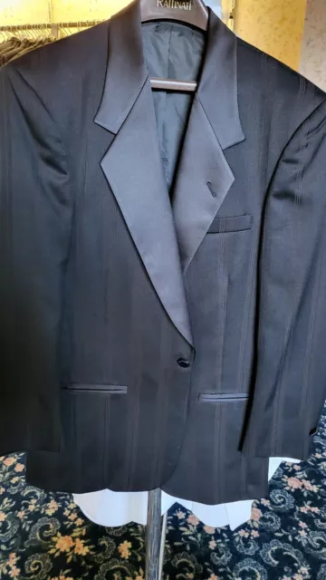 Firenze by Lord West Black with Brown Herringbone Stripe Tuxedo Jacket