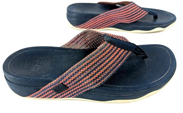 Fit Flop Surfa Sandals Women's 9 Navy and Orange Comfort Technology
