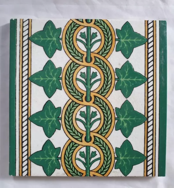 Stunning Minton Gothic / Arts & Crafts Design 6 Inch Tile Antique
