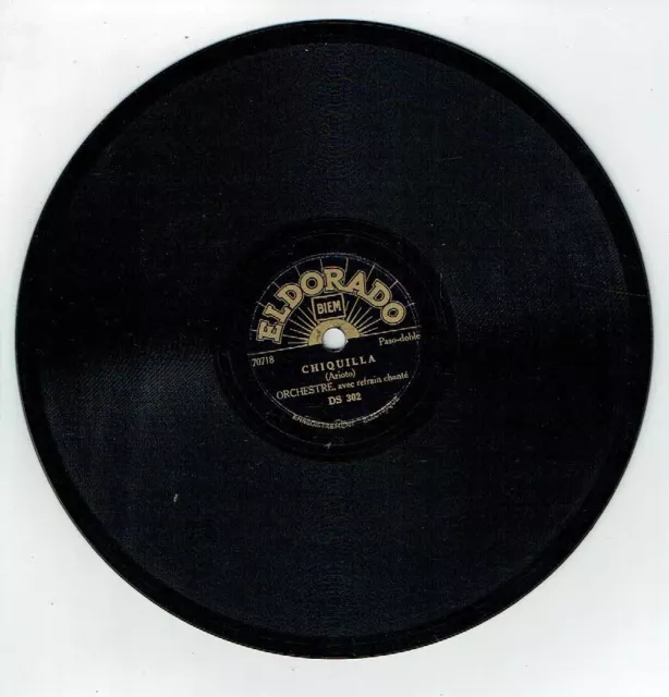 78 RPM 20 CM Orquesta Cantado Disco Gramófono Chiquilla - Eldorado 302 Raro