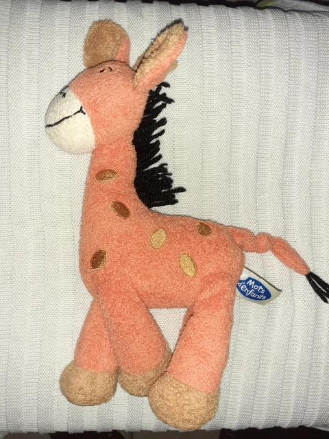 Doudou/peluche Girafe Vert/bleu Mots D'enfants