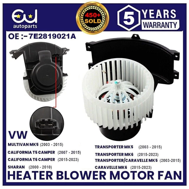 HEATER BLOWER MOTOR Fan For Vw Multivan Transporter T5 T6 0323 2.0 / 2