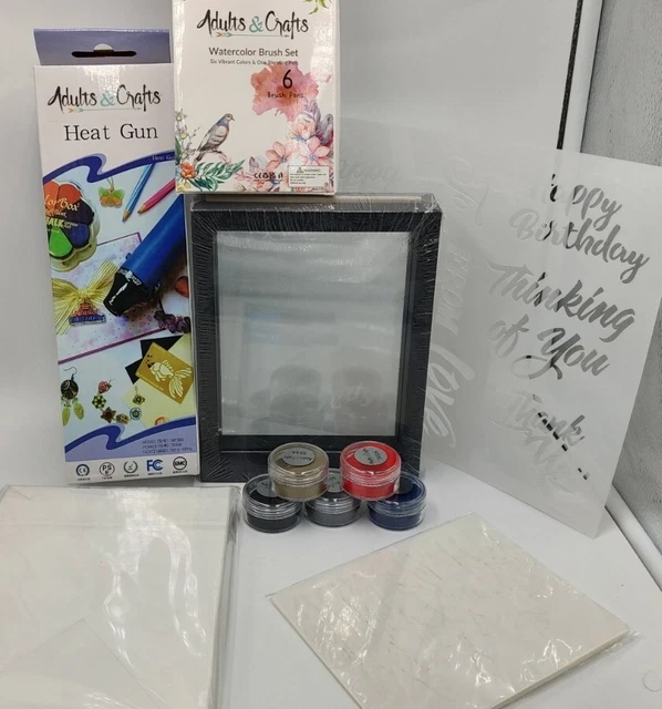Kit de grabado con paquete de herramientas de calor, polvos de grabado, plantillas de grabado.