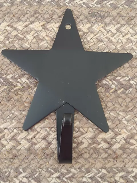 Amish forged black wrought iron Large star hook w mounting screw - durable metal