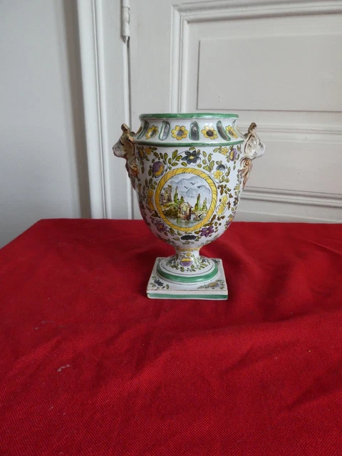 Ancien Vase En Faience De Nevers 19 Eme  Old Nevers Earthenware Vase 19 Th