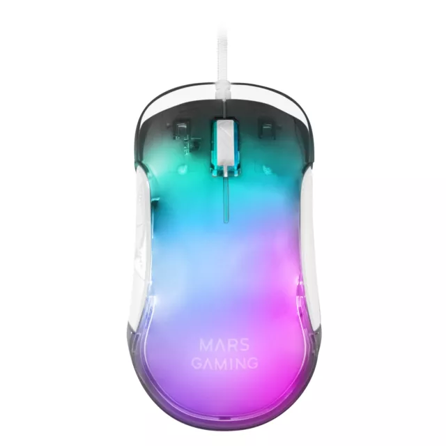 MARSGAMING MMGLOW Chroma-Glow RGB Gaming Mouse, Mirror Surface, Ultralight, 1280