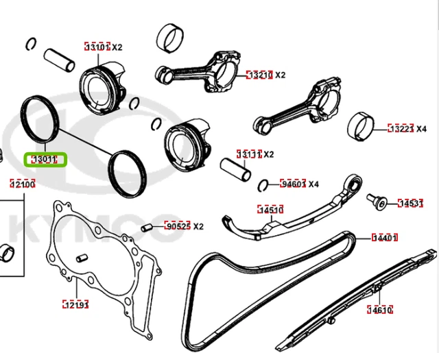Jeu De Segments Kymco Ak 550, Cv3 550, 13011-Lgc6-E00 Oem