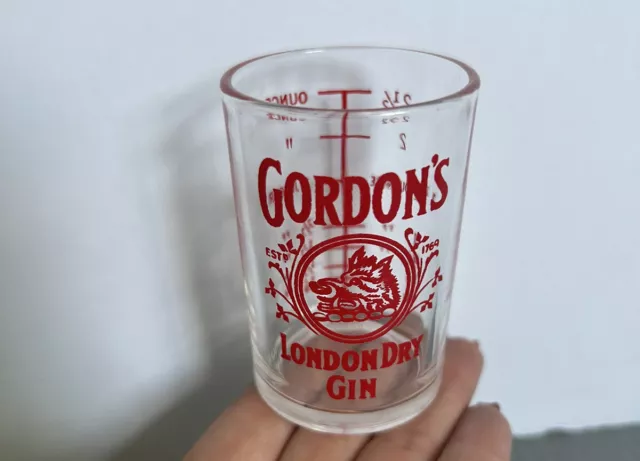 Gordons London Dry Gin Russian Wild Boar logo reverse painted 2 1/2 oz shotglass