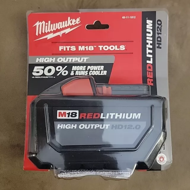 GENUINE  Milwaukee 48-11-1812 12.0 AH HD M18 Battery 18V 18 Volt XC Red - NIP