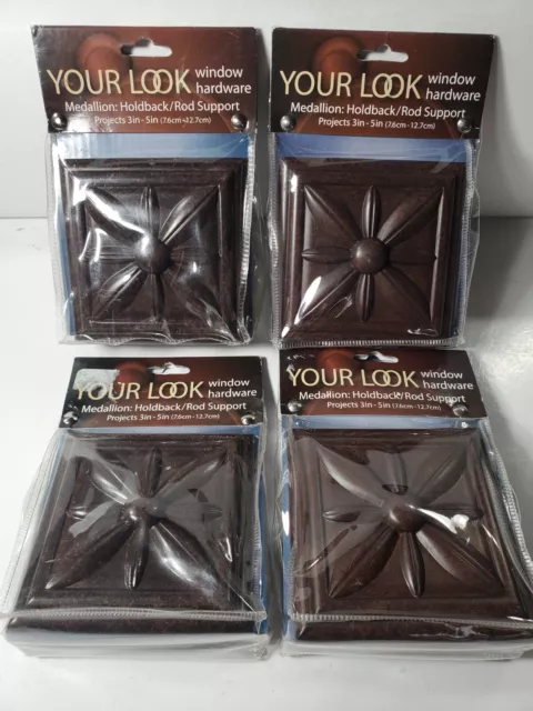 Window Hardware Curtain Holdbacks, Set Of 4, Brown, Square Shape NEW! Your Look