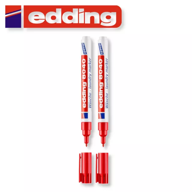 Edding 8040 Wäschemarker marker Stift wasserfest rot schwarz 2 Stück