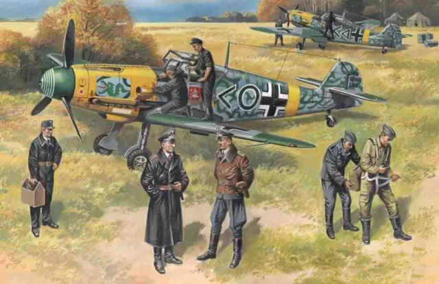 ICM 48803 - 1:48 Bf 109F-2 Avec Allemand Pilotes Et Ground Personnel - Neuf