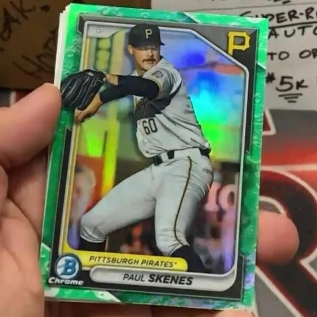BOWMAN BASEBALL 2024 Paul Skenes Prospect Green Lunar Glow Refractor