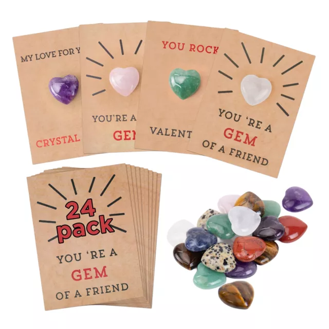 24pcs Valentines Day Gifts Cards With Crystals Heart Stones Poster Gift