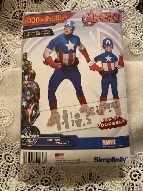 2015 AVENGERS Captain AMERICA Pattern SIMPLICITY #1030 Boys 3-8 Men's S-XL Uncut