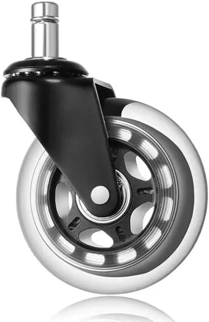 Office Chair Wheel Rubber Chair Casters for Hardwood Floors and Carpets, Set of