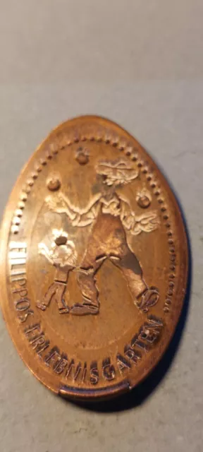 Elongated Coin Quetschmünze Souvenir-Münze Biekendorf Filippos Erlebnisgarten