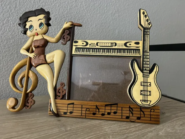 Vintage Betty Boop Guitar Music Hand Carved Wood Picture Frame