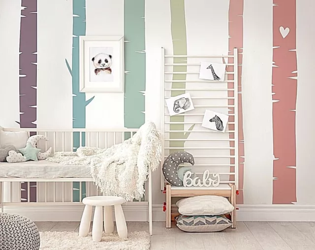 Colorful Birch Tree Wall Rainbow Wall Decals, Stickers, Wall Art Decoration 484
