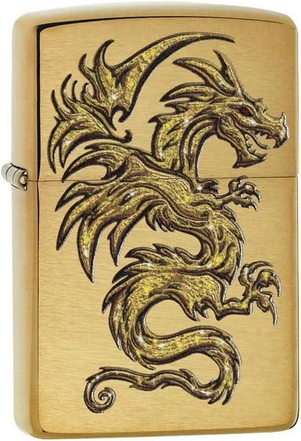 Accendino Antivento Zippo 29725 Dragon Uomo Metal Oro