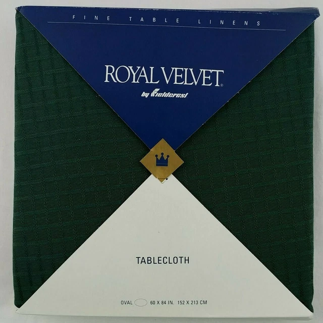 ROYAL VELVET TABLECLOTH Green Damask Fieldcrest Plaid Solid 60