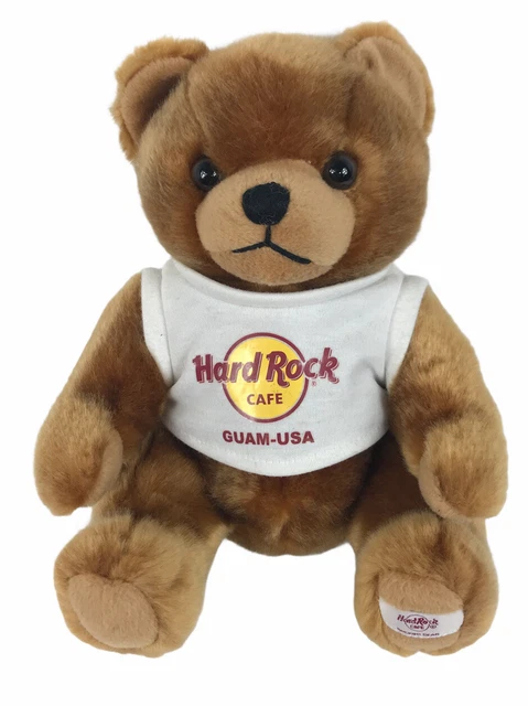 Vintage Hard Rock Cafe Guam Plush Rockin” Teddy Bear 10” Restaurant Logo