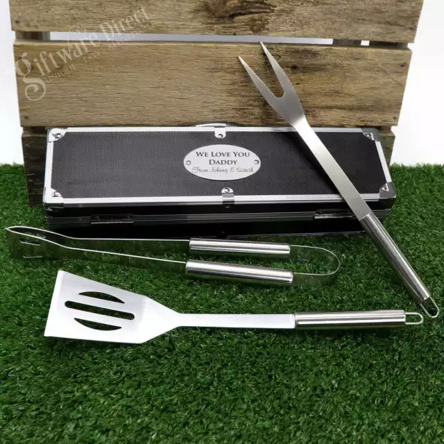 Personalised BBQ Utensil Set Engraved Dad Gift Fathers Day Grandpa Pop Pa