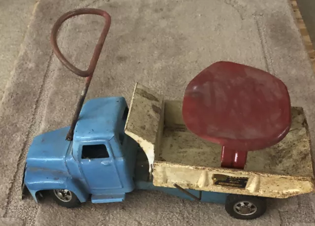 Vintage Blue Buddy L Sit N Ride Pressed Steel Original Toy Dump Truck