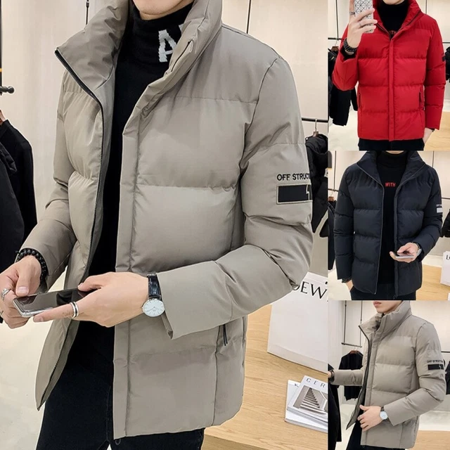 Winter Mens Warm Quilted Parka Stand-up Collar Jacket Padded Bubble Puffer Coat