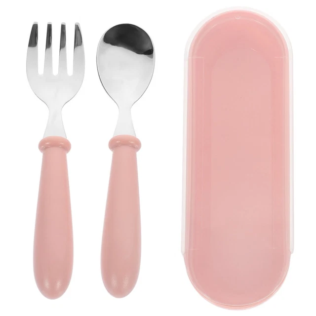 Set Posate Bambini In Acciaio Inox - 2 Pezzi (Cucchiaio E Forchetta) Per Casa E Scuola, Design Ergonomico - Foto 7