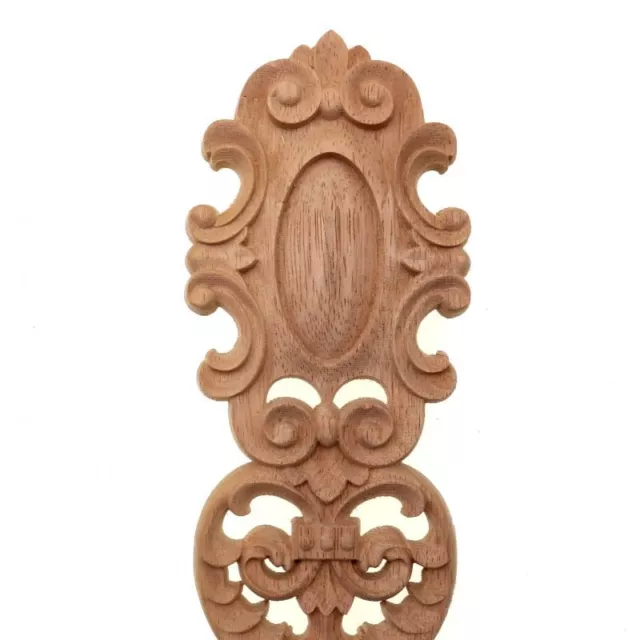 Wood Applique Carving Flower Long Retro Heart Shaped Figurine Furniture Decors 3