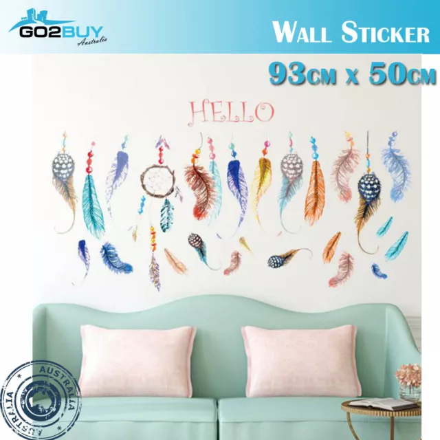 DIY Wall Sticker Colorful Feathers Art Vinyl Wall Decals Home Room Decor Fashion