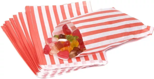 50 5"" x 7"" Color Mixto Papel Caramelo a Rayas Dulce Regalo Tienda Kraft Bolsos de Fiesta