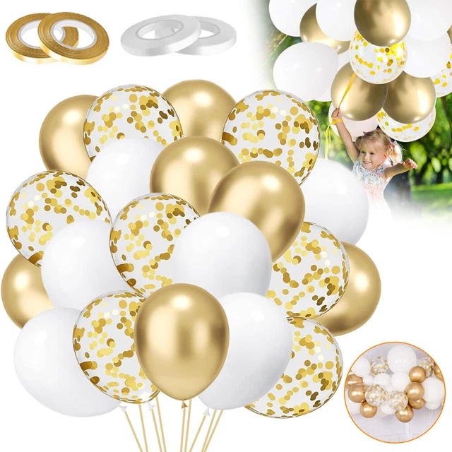 Ballons Bleus Et Blancs Anniversaire - Lot De 60 - Latex écologique - Avec Ruban De 10 M - Pour Fêtes, Mariages, Baby Shower - 10