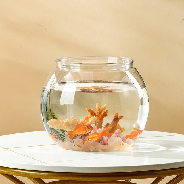 Clear Fish Bowl Aquarium  Tree Ornament Office Decorative Fishes Tank