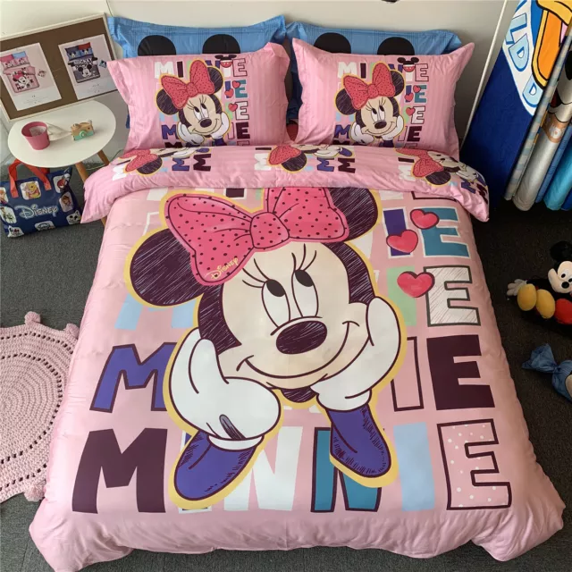Mickey Mouse Single/Queen/King Size Bed Doona Quilt Duvet Cover Set 100% Cotton 3