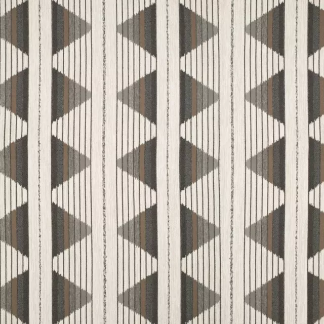 Heavy Duty Brown Grey Stripe Ethnic Geometric Upholstery Fabric