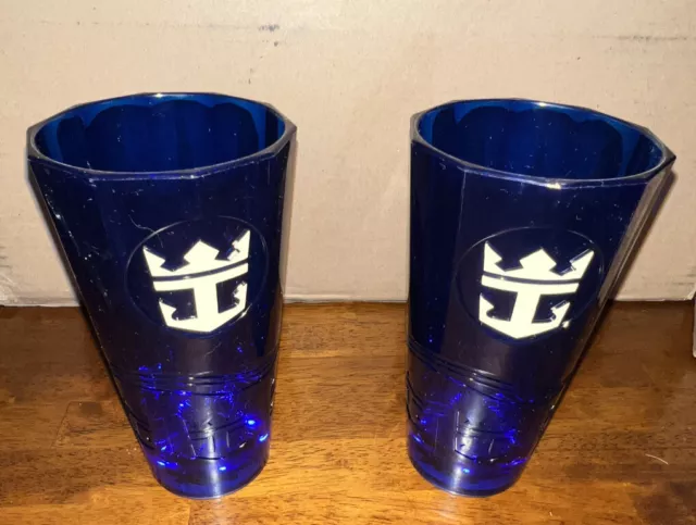 Royal Caribbean Cruise Line LED Light Up Plastic Tumbler Cups- Set Of 2 NEW RARE